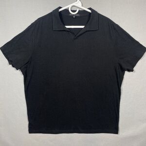 ROBERT BARAKETT Basil Road Black Polo Shirt Cotton Classic Fit Johnny Collar L